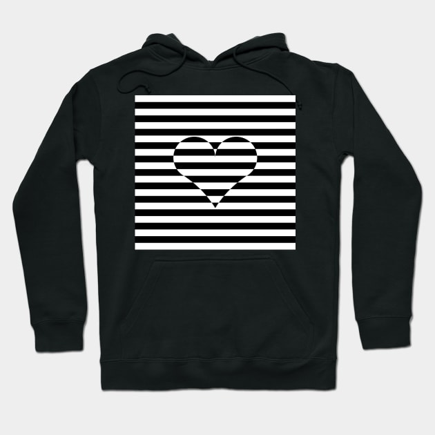 Black and white striped Heart Hoodie by kallyfactory